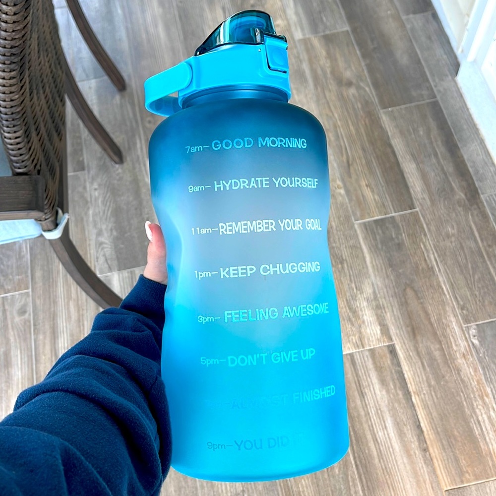 Amazon water bottle with encouraging phrases